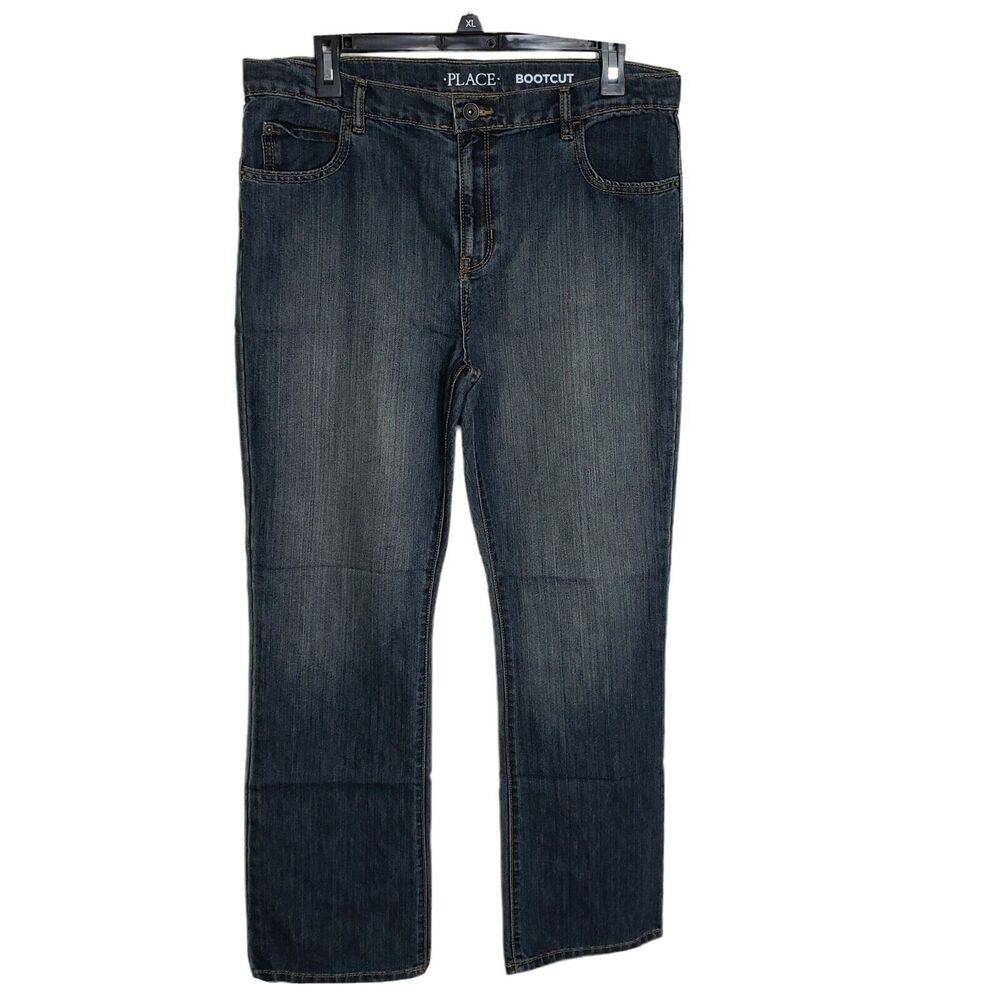 The Children's Place Boys Jeans Size 16H Husky Bootcut Denim Adjustable Waist